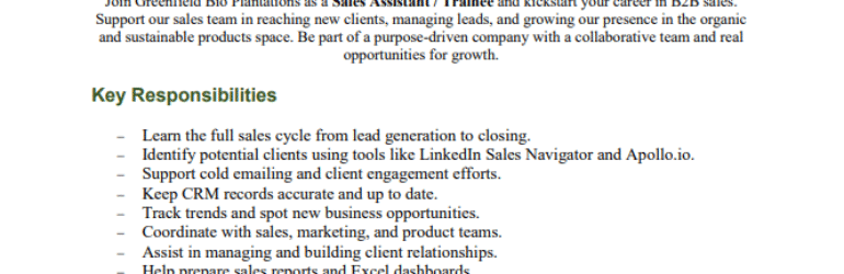 Sales Assistant / Trainee